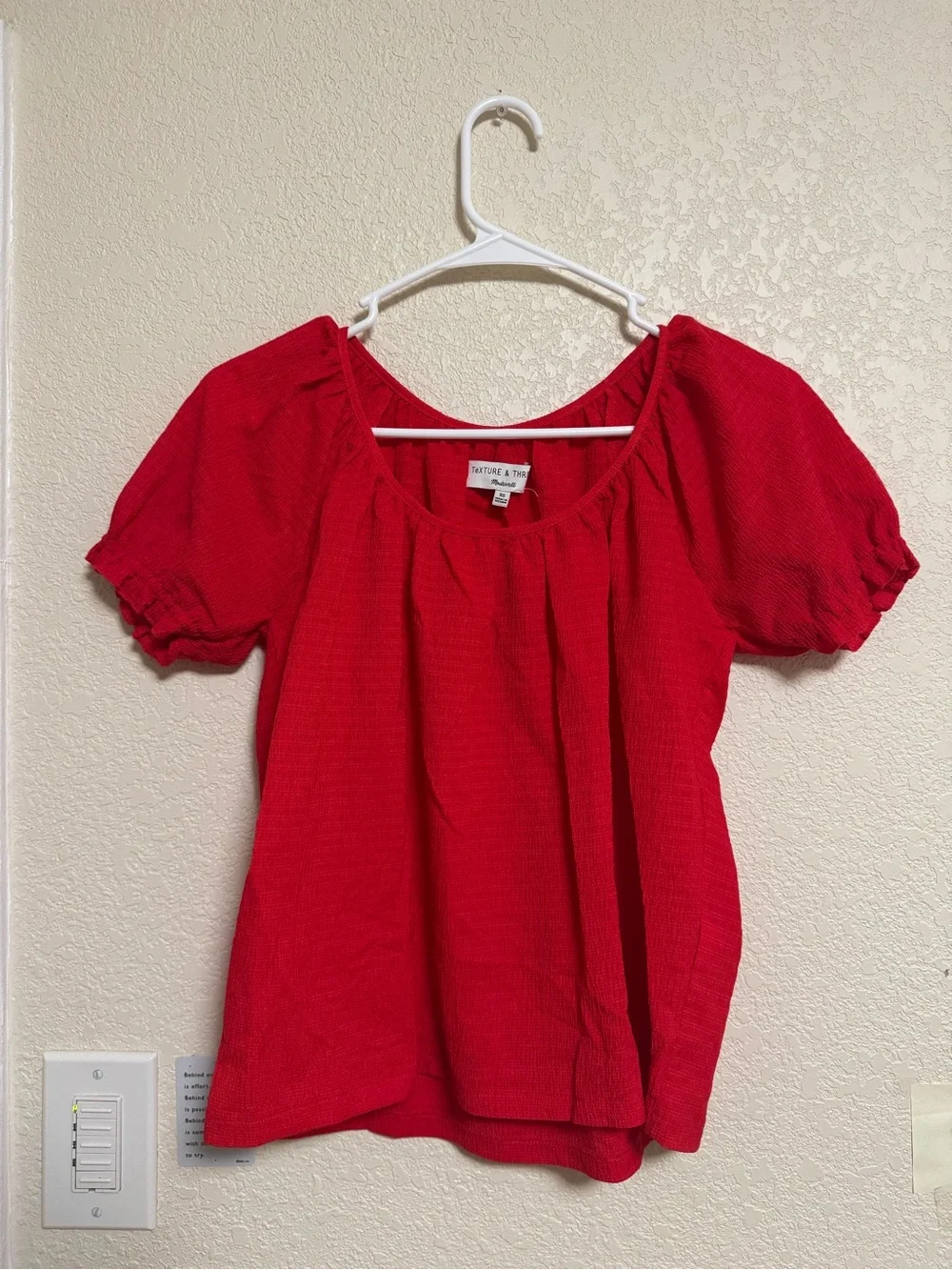 Madewell Red Puff Sleeve Scoop Neck Blouse ❤️‍🔥